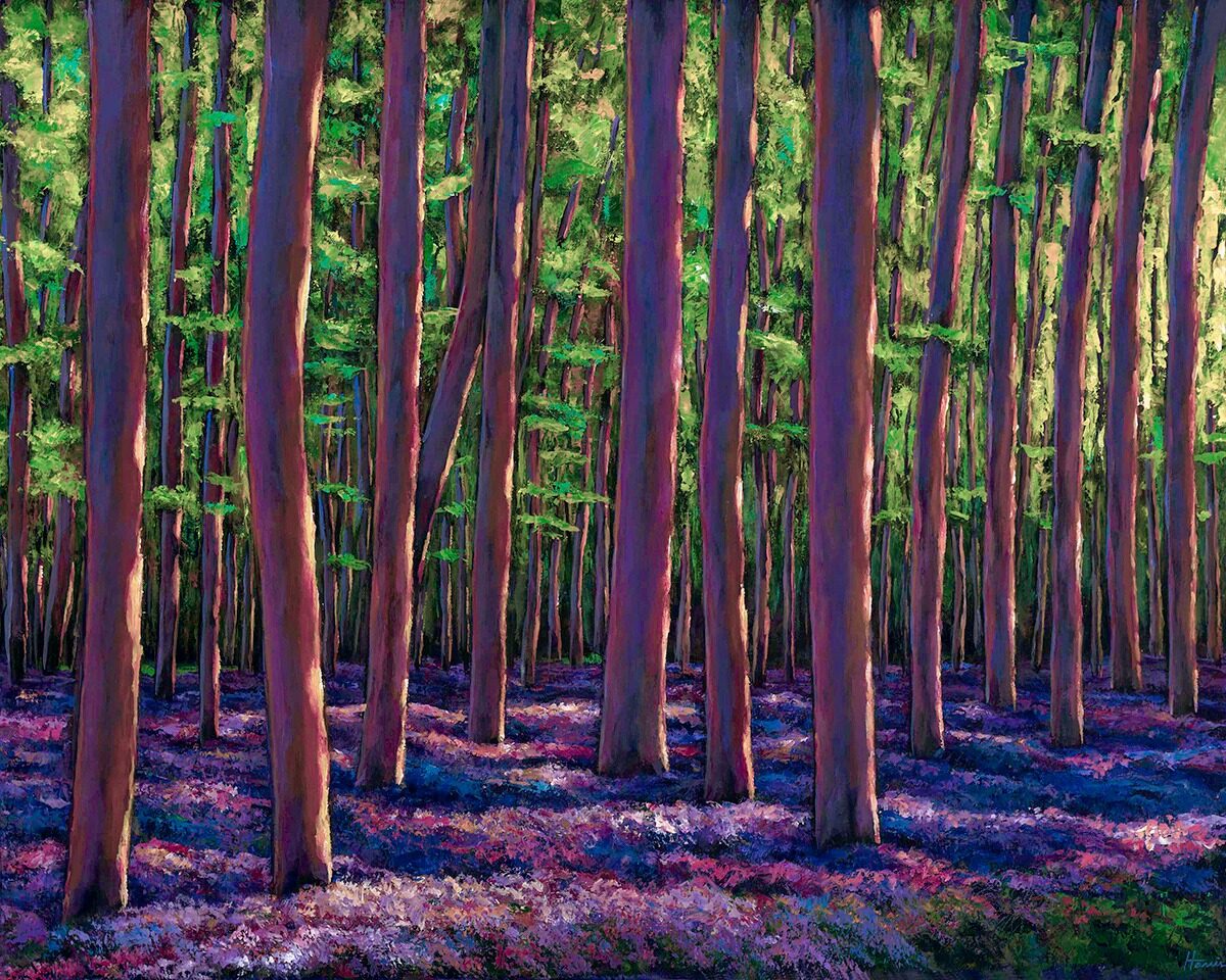Bluebells and Forest painting